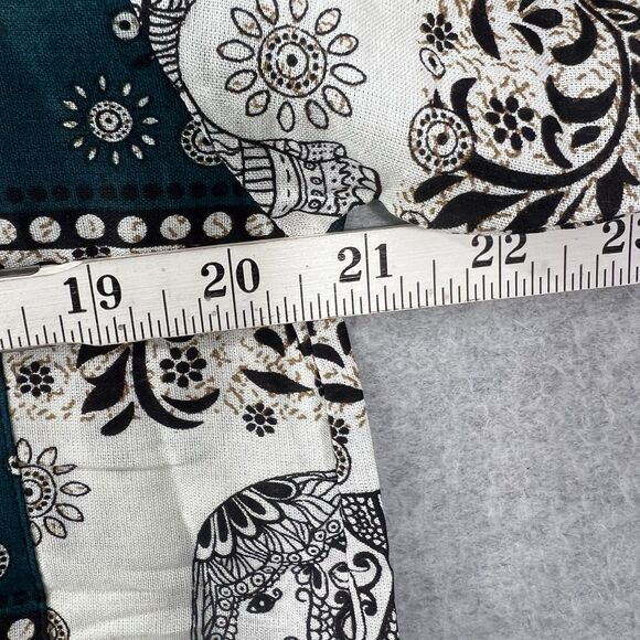 Sopheap Angkor Mens XL Elephant Print Green Ivory Button up Shirt woven - Picture 5 of 15